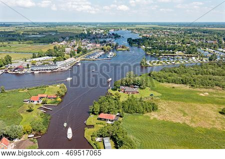 Aerial View On The Village Earnewoude In Friesland In The Netherlands