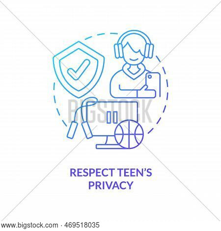 Respect Teen Privacy Blue Gradient Concept Icon. Trust Child. Promoting Self Esteem In Adolescent Ab