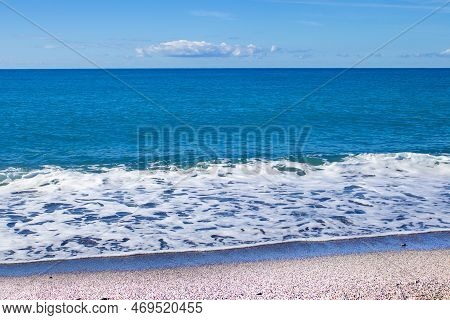 Beautiful Seascape Panorama. Composition Of Nature. Paradise Beach. Exotic Water Landscape With Clou