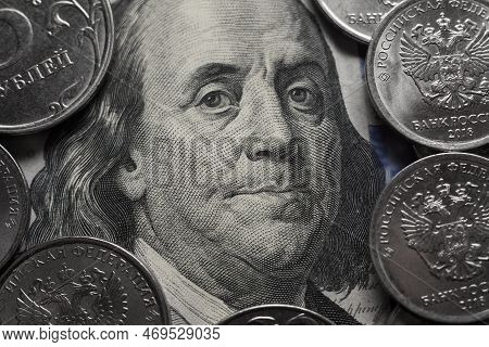 Dollars And Rubles. Economic Crisis, Decline Of The World Economy. Ruble Devaluation. The Fall Of Th