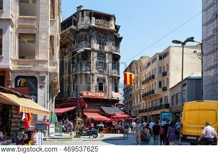 Istanbul, Turkey - July 05, 2018: View Of The One Of The Typical Historical Streets In The Center Of