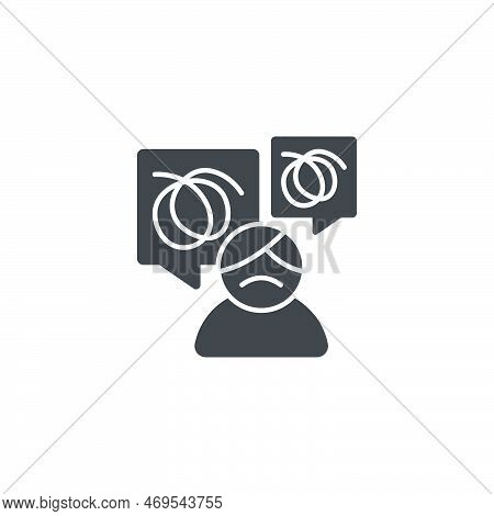 Glyph Confused, Dizziness, Stress, Doubt, Shrug Speechless Vector Icon