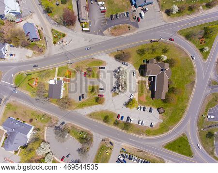 Seabrook Historic Center Aerial View Including Town Hall And Trinity United Church At Main Street An