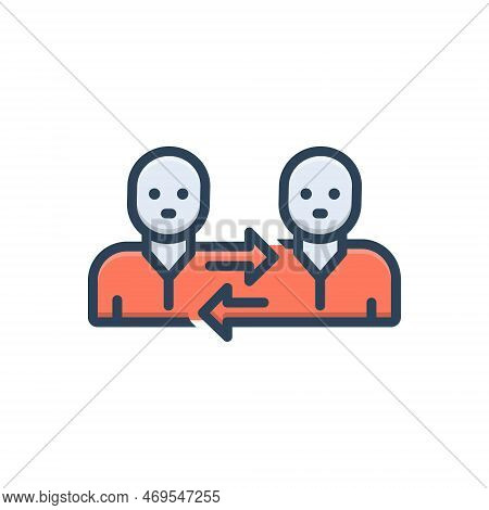 Color Illustration Icon For Interact People Student Opposite Direction Interrelate Interchange Relat