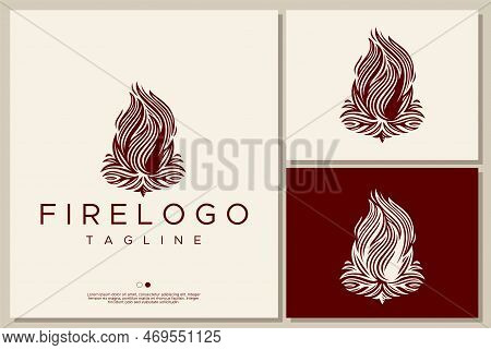 Fire Pit Logo Design. Vintage Fire Logo Template.