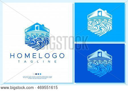 Home Wave Logo Design. Beach Villa Logo Design Template.