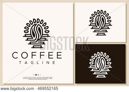 Minimalist Coffee Bean Logo Design. Coffee Bean Logo In Line Art.