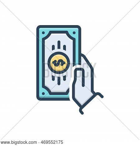 Color Illustration Icon For Cash Penny Piles Moolah Payment Salary Currency Finance Money