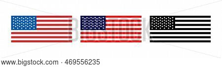 Vector American Flag In Flat Style. Veteran Day And Memorial Day Vector Illustration