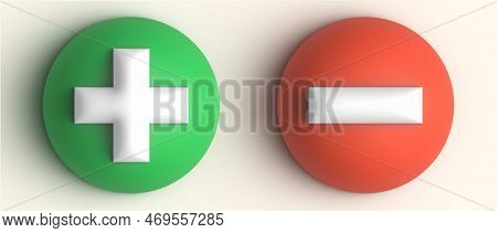 3d Plus And Minus. Check Mark Vector Icons