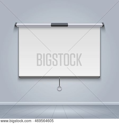 White Board, Meeting Screen, Movie Billboard Vector Illustration. Projector Screen For Seminar And P