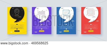 Set Of Notification, Timer And Money Diagram Line Icons. Poster Offer Frame With Quote, Comma. Inclu