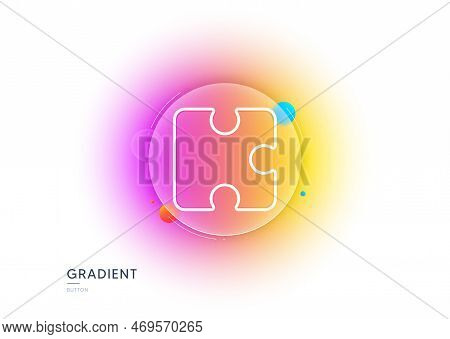 Puzzle Piece Line Icon. Gradient Blur Button With Glassmorphism. Jigsaw Game Shape Sign. Business St