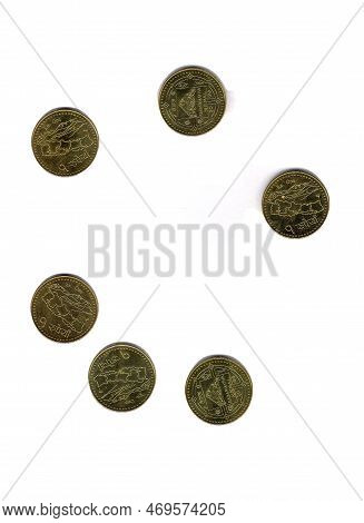 Collection Of Nepali 1 Rupees Coin In White Background , Nepali Coin Issued By Nepal Rastra Bank