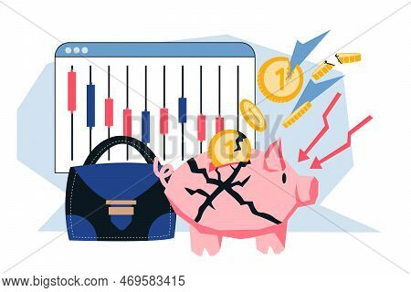 Falling Stock Market And Financial Crisis, Loss Of Investment And Financial Economic Collapse, Flat 