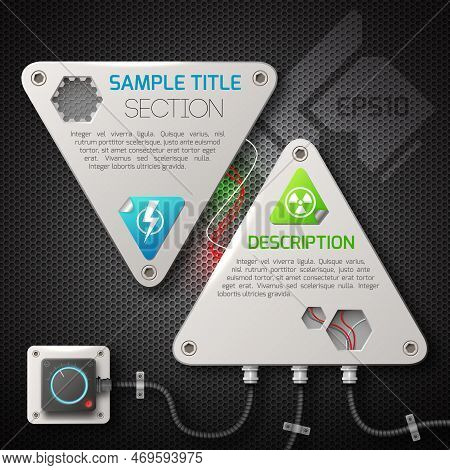Abstract Technology Background Poster With Different Signes And Words Sample Title Section, Descript