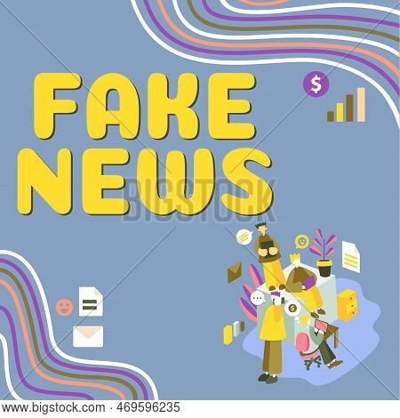 Writing Displaying Text Fake News. Word Written On Giving Information To People That Is Not True By 