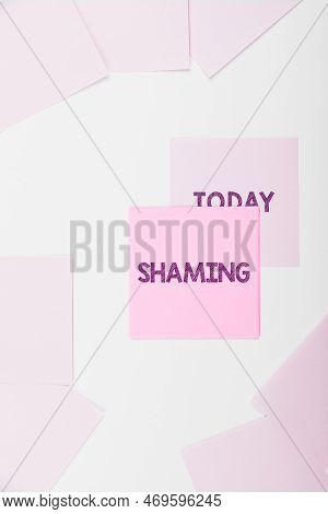 Writing Displaying Text Shaming. Business Showcase Subjecting Someone To Disgrace, Humiliation, Or D