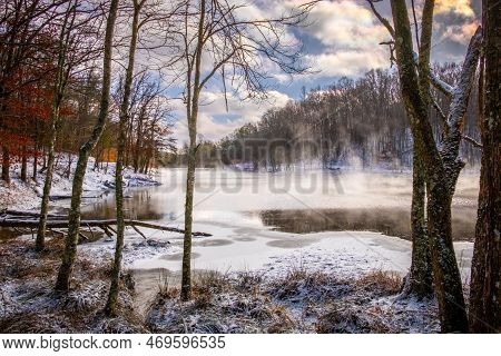 A Peaceful Winter Nature Landscape Scen  At Grundy Lakes In The South Cumberland State Park System I