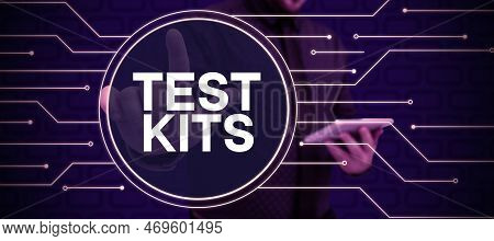 Conceptual Display Test Kits. Conceptual Photo Collection Of Certain Tools And Equimpent For Particu