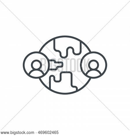 World Globe And People Line Icon. Linear Style Sign For Mobile Concept And Web Design.