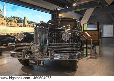 Moscow, Russia - August 17, 2022: The Soviet Car Of Zis-110  Served The Top Leadership Of The Soviet