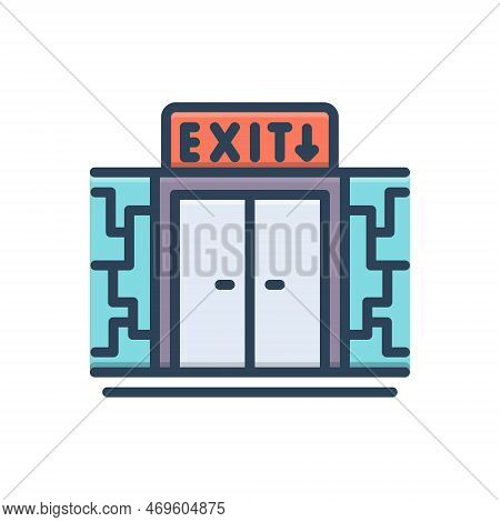 Color Illustration Icon For Exit Way-out Door Gate Emergency-exit Evacuation Way Exit-background Exi