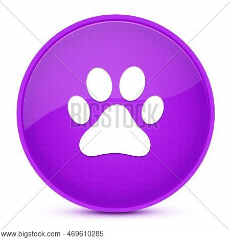 Dog Or Cat Paw Print Aesthetic Glossy Purple Round Button Abstract Illustration