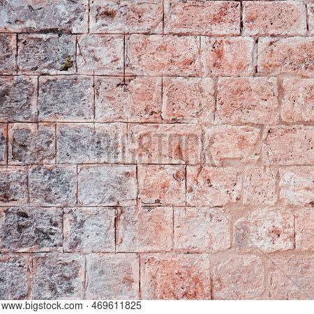 Casual Ancient Brick Wall Pattern Or Background Old Obsolete Brickwork Square Image Wallpaper