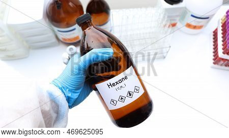 Hexane In Bottle , Chemical In The Laboratory And Industry, Chemical Used In The Analysis