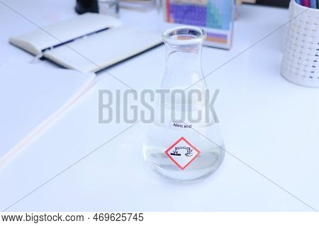 Nitric  Acid In Glass, Chemical In The Laboratory And Industry