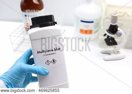 Methylene Blue In Bottle , Chemical In The Laboratory And Industry, Chemical Used In The Analysis