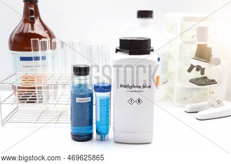 Methylene Blue In Bottle , Chemical In The Laboratory And Industry, Chemical Used In The Analysis
