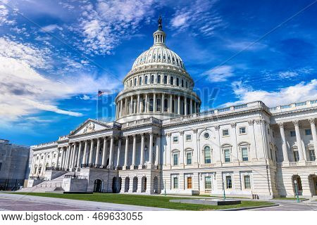 The United States Capitol Building In A Summer Day In Washington Dc, Usa