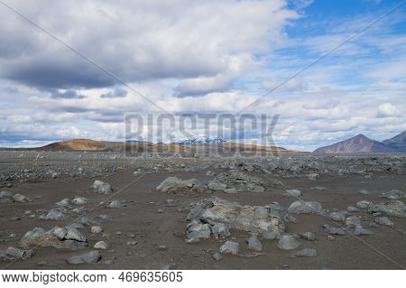 Desolate Landscape Along Central Highlands Of Iceland. Iceland Panorama. Route F907