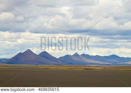 Desolate Landscape Along Central Highlands Of Iceland. Iceland Panorama. Route F907