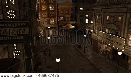 3d-illustration Of A History Streer Of The Roaring Twenties 1920