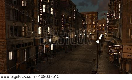 3d-illustration Of A History Streer Of The Roaring Twenties 1920