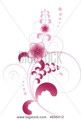소용돌이와 잎 핑크 꽃