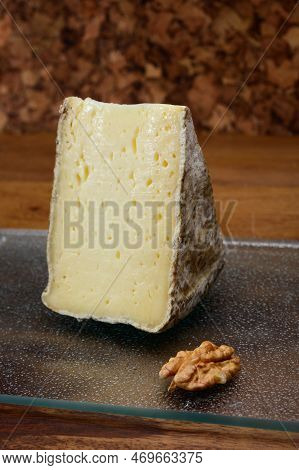 Pieces Of Cheese Tomme De Montagne Or Tomme De Savoie Made From Cow Milk In French Alps