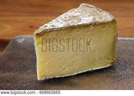 Pieces Of Cheese Tomme De Montagne Or Tomme De Savoie Made From Cow Milk In French Alps