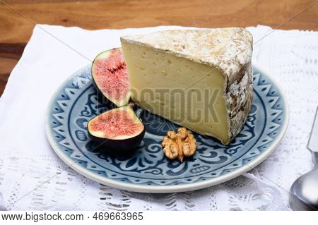 Pieces Of Cheese Tomme De Montagne Or Tomme De Savoie Made From Cow Milk In French Alps