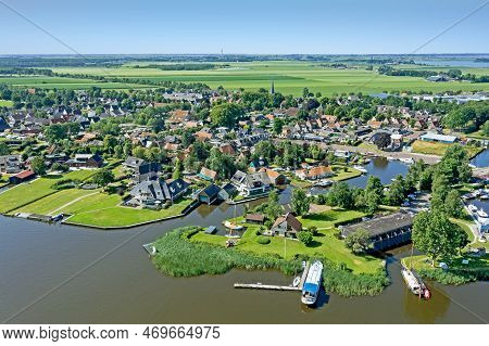 Aerial From The City Langweer In Friesland The Netherlands