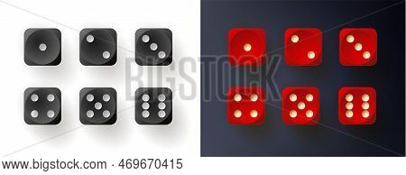 Set Of Dices In Different Colors. Vector