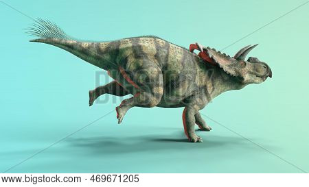 3d-illustration Of An Isolated Extincted Dinosaur Albertaceratops
