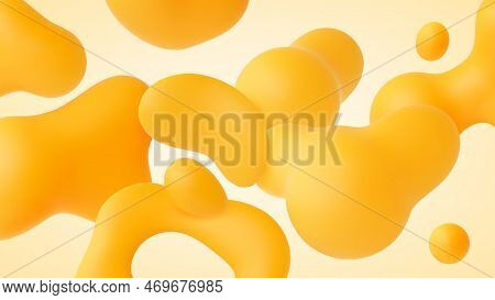 Liquid 3d Shapes Abstract Background, Flowing Textures And Balls. Morphism Forms, Decorative Modern 