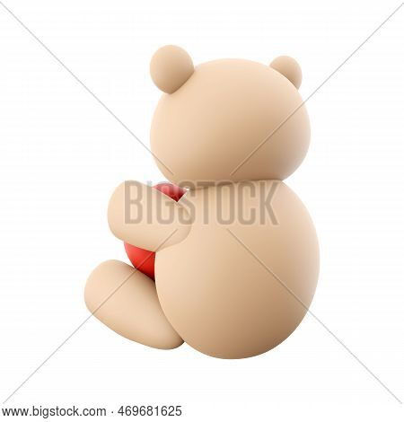 3d Render Icon Of Teddy Bear Toy With A Heart. 3d Rendering Icon Teddy Bear Toy With Heart. Teddy Be