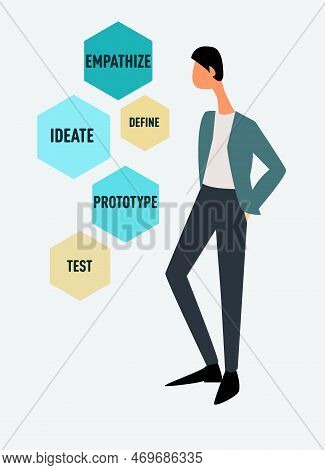 Figure Of A Young Man Waving. Flat Style, Isolated Vector Element