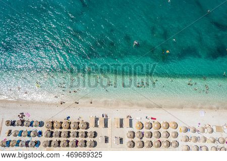 Part Of 7 Km Long Beach In Village Borsh, Albania In Summer 2022