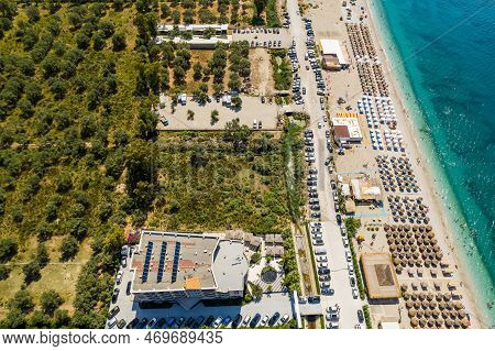 Part Of 7 Km Long Beach In Village Borsh, Albania In Summer 2022